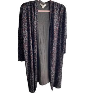 Terra & Sky Women’s Open Front Leopard Duster Size 2X